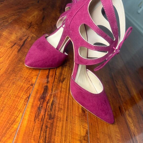 🍷 JustFab “Cosima” Burgundy Lace-Up Stiletto Heels – Size 9 ✨ Worn Twice - Picture 2 of 8